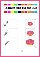 learning size for kids. sort picture by size.delicious donuts vector