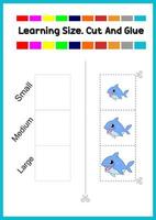 learning size for kids. sort picture by size.cute shark vector