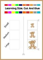 learning size for kids. sort picture by size.cute bear vector