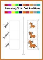 learning size for kids. sort picture by size.cute bull vector