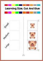 learning size for kids. sort picture by size.cute dog vector