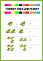learning addition and subs traction for kids. learn how to count the object. vector