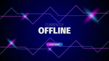 offline streaming banner background with blue and pink neon light vector