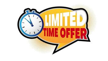 limited time offer banner vector design in orange and blue with stop watch