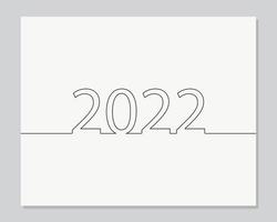 2022 happy new year continuous one line illustration vector