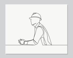 Engineer man continuous one line illustration vector