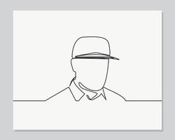 young man wearing cap continuous one line illustration vector