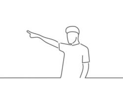 man pointing away line drawing or continuous one line illustration vector