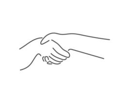 handshake line drawing or continuous one line illustration vector