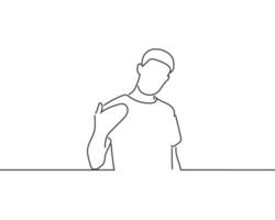 man  inviting to come line drawing or continuous one line illustration vector