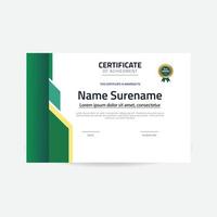 Modern certificate template vector design with shape green color