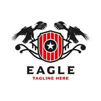 plantilla de diseño de logotipo de escudo de águila vector