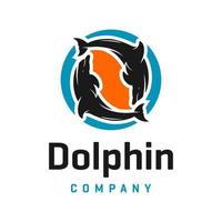 diseño de logo de delfines y círculos vector