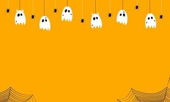 Ghost and Spider as Papercut Halloween Background vector