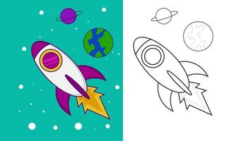 space rocket illustration suitable for children's playwear toy game application logo