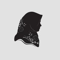 silhouette of woman in veil with floral ornament