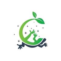 green lizard logo design vector