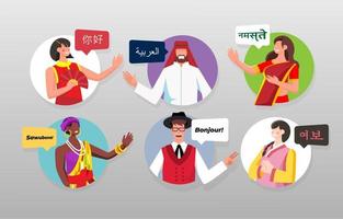 Language Diversity Stickers Collection vector