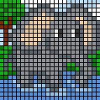 Elephant for cross stitch pattern. Pixel elephant image. Mosaic vector illustration.