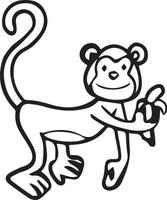 monkey coloring page cute cartoon drawing illustration free download vector