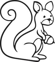 squirrel coloring page cute cartoon drawing illustration free download vector