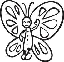 mariposa para colorear página linda caricatura dibujo ilustración descarga gratuita vector