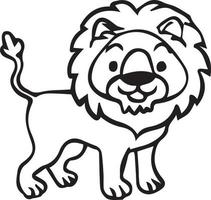 lion coloring page cute cartoon drawing vector