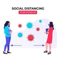 Social distancing, Keeping the distance in public to prevent and stop spread corona virus vector