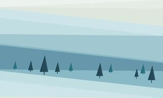 Beautiful abstract winter forest landscape. Horizontal landscape background in minimalist style. Vector illustration