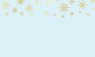 Blue background with gold snowflakes. Winter design. Vector illustration