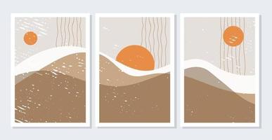 set of abstract mid century poster vector