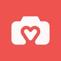 Camera with Heart Symbol Inside for Wedding Photography vector