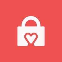 Padlock with Heart Symbol Inside for Security Apps vector