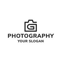 concepto de logotipo de cámara y letra g para fotógrafo vector