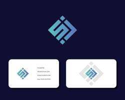 Letter S J logo design with business card vector template. creative minimal monochrome monogram symbol. Premium business logotype. Graphic alphabet symbol for corporate identity