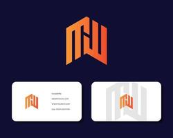 Letter M W logo design with business card vector template. creative minimal monochrome monogram symbol. Premium business logotype. Graphic alphabet symbol for corporate identity