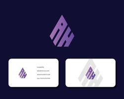 Letter A H logo design with business card vector template. creative minimal monochrome monogram symbol. Premium business logotype. Graphic alphabet symbol for corporate identity