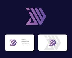 Letter J W logo design with business card vector template. creative minimal monochrome monogram symbol. Premium business logotype. Graphic alphabet symbol for corporate identity