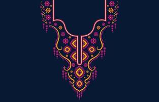 diseño floral para el diseño de escote, patrón geométrico oriental étnico tradicional. Diseño de bordado de collar floral para mujeres de moda. diseño de escote para estampado textil. vector