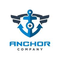 diseño de logotipo de escudo de ancla de barco vector