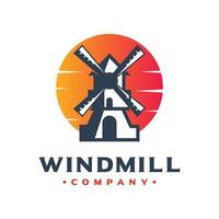 molino de viento logo diseño de su empresa vector