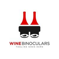 wine bottle binocular logo vector