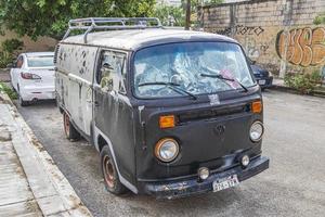 Mexico, December 2021-Old black broken dirty VW bus photo