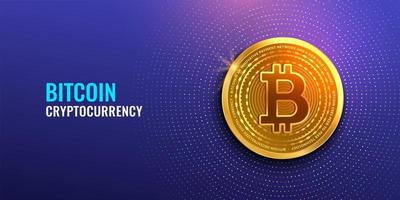 Fondo de criptomoneda bitcoin, intercambio de dinero digital de tecnología blockchain, minería de criptomonedas e ilustración vectorial financiera.