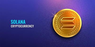 Solana cryptocurrency background, Digital money exchange of Blockchain technology, Cryptocurrency mining and financial Vector illustration.