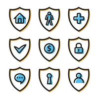 security themed icons, form shield shape, set collection design vector