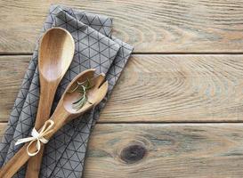 Two wooden salad spoons photo