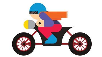 Man driving bike in winter. Bike racing concept. Flat style vector illustration.