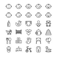 Baby outline icon set vector