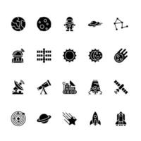 Set of Space Icons Glyph Style vector